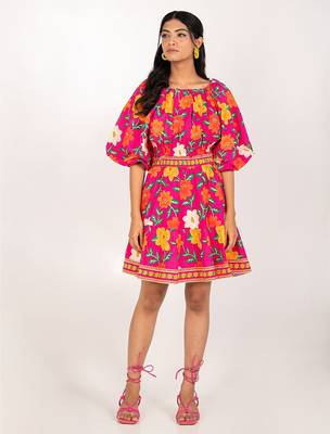 Marseille dress multicolour printed pure cotton midi dress 1