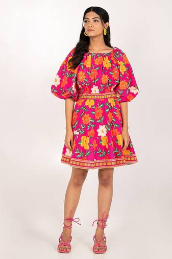 Marseille dress multicolour printed pure cotton midi dress