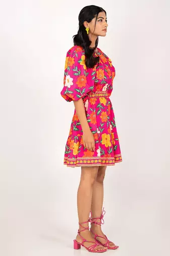 Marseille dress multicolour printed pure cotton midi dress