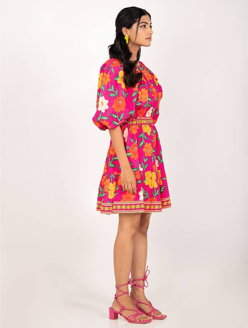 Marseille dress multicolour printed pure cotton midi dress