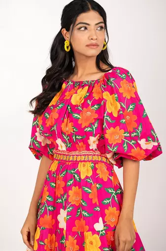 Marseille dress multicolour printed pure cotton midi dress