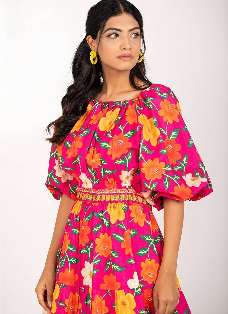 Marseille dress multicolour printed pure cotton midi dress