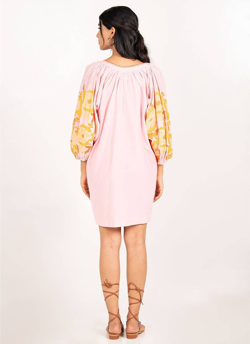 Phuket dress light pink embroidered pure cotton mini dress