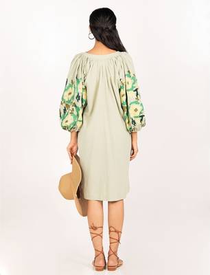 Zanzibar dress green embroidered linen mini dress 4
