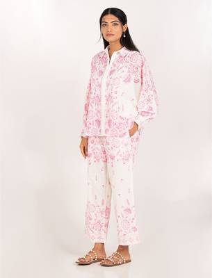 Vancouver set pink printed pure cotton schiffli coord set 2