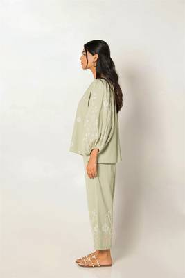 Sydney set green embroidered linen coord set 3