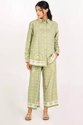 Sicily set green printed pure cotton coord set