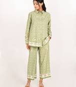 Sicily set green printed pure cotton coord set
