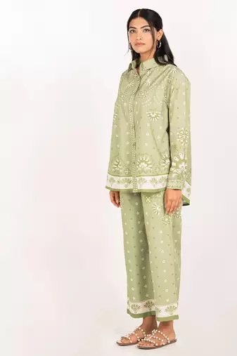 Sicily set green printed pure cotton coord set