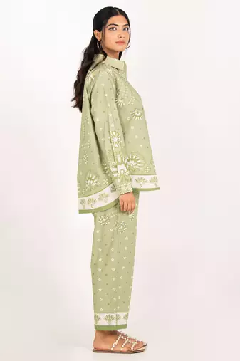 Sicily set green printed pure cotton coord set