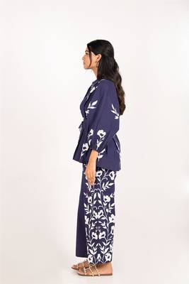 Rio set navy blue printed pure cotton coord set 2