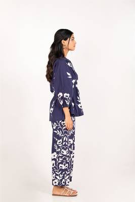 Rio set navy blue printed pure cotton coord set 3