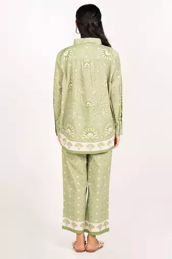 Sicily set green printed pure cotton coord set