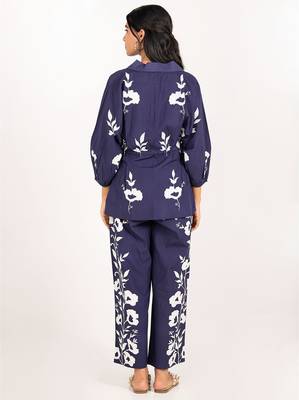 Rio set navy blue printed pure cotton coord set 4
