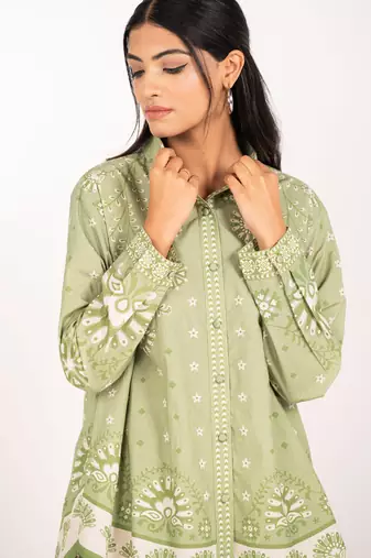 Sicily set green printed pure cotton coord set