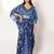 Naples kaftan navy blue embroidered linen kaftan