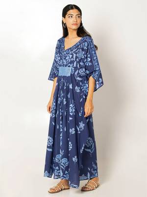 Naples kaftan navy blue embroidered linen kaftan 2