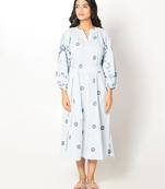 Mykonos dress stripe embroidered pure cotton dress