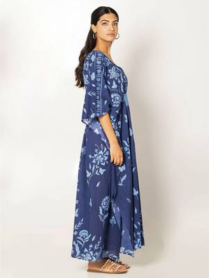 Naples kaftan navy blue embroidered linen kaftan 3