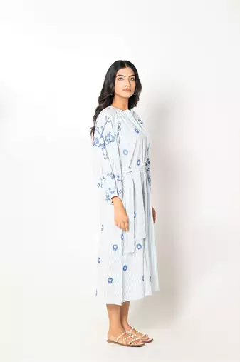 Mykonos dress stripe embroidered pure cotton dress
