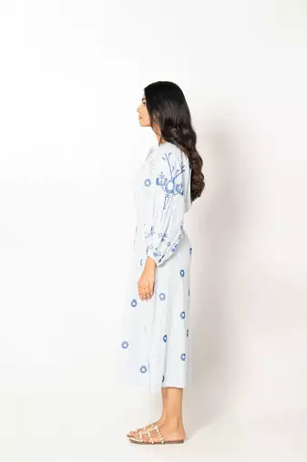 Mykonos dress stripe embroidered pure cotton dress