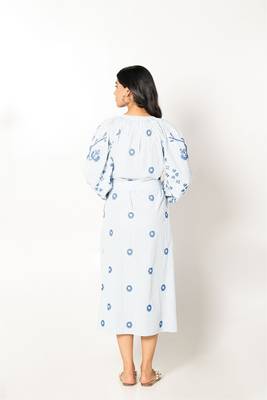 Mykonos dress stripe embroidered pure cotton dress 4