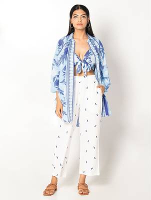 Maldives set white blue cotton coord set 1