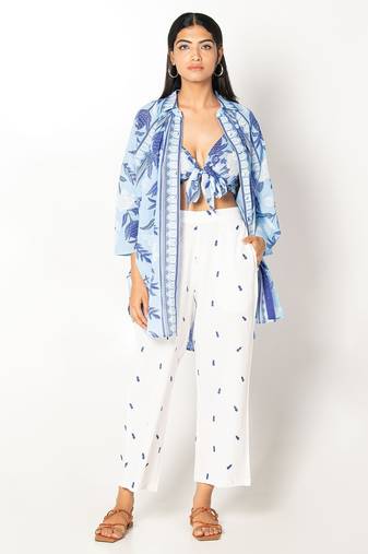 Maldives set white blue cotton coord set