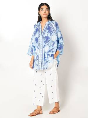 Maldives set white blue cotton coord set 2