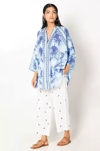 Maldives set white blue cotton coord set