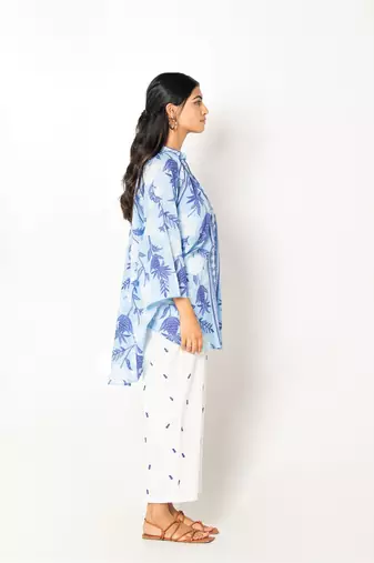 Maldives set white blue cotton coord set
