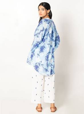 Maldives set white blue cotton coord set 4