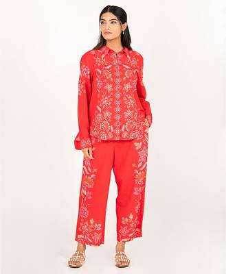 Maui set red printed pure cotton coord set 1