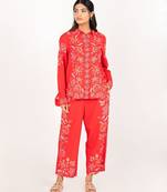 Maui set red printed pure cotton coord set