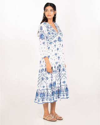 Lima dress white printed pure cotton schiffli midi dress 2