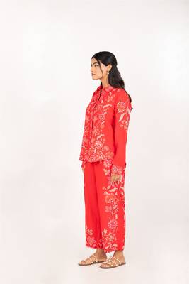 Maui set red printed pure cotton coord set 2