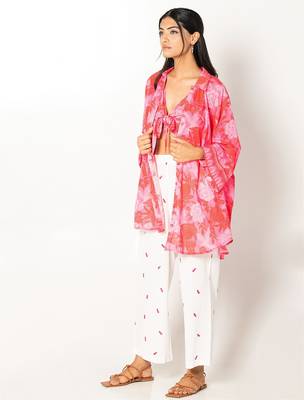 Ibiza set pink white printed cotton coord set 2