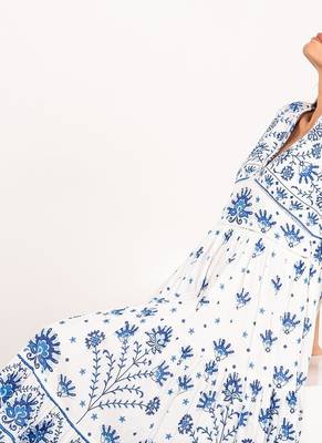 Lima dress white printed pure cotton schiffli midi dress 5