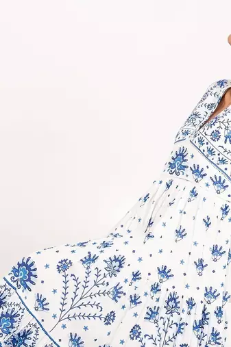 Lima dress white printed pure cotton schiffli midi dress