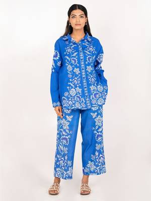 Hawaii set blue printed pure cotton coord set 1
