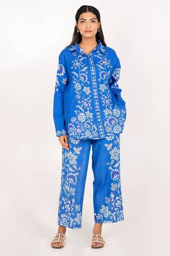Hawaii set blue printed pure cotton coord set