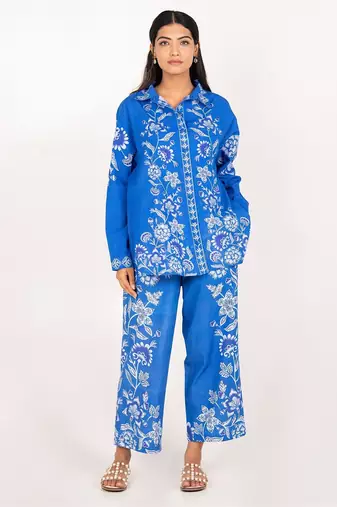 Hawaii set blue printed pure cotton coord set