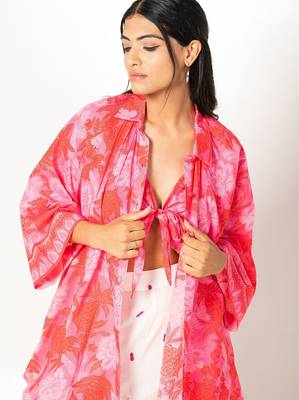 Ibiza set pink white printed cotton coord set 4