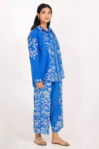 Hawaii set blue printed pure cotton coord set
