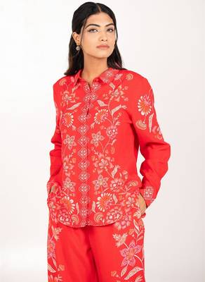 Maui set red printed pure cotton coord set 5