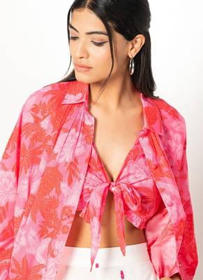 Ibiza set pink white printed cotton coord set 5