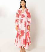 Marbella dress light pink printed pure cotton maxi dress