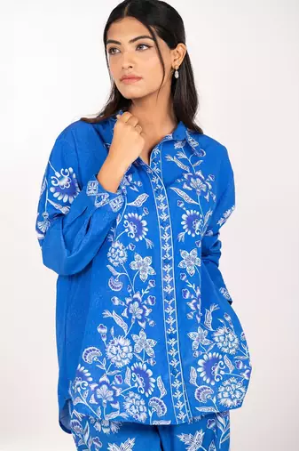 Hawaii set blue printed pure cotton coord set