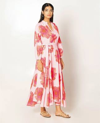 Marbella dress light pink printed pure cotton maxi dress 2