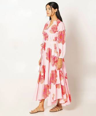 Marbella dress light pink printed pure cotton maxi dress 3